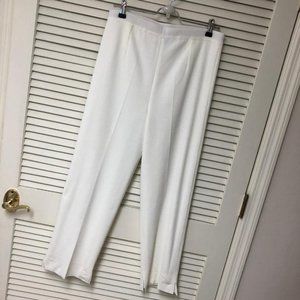 Ming Wang White II Knit Crop Pants Med 31 x 24.5 Lined High Waist Travel Career